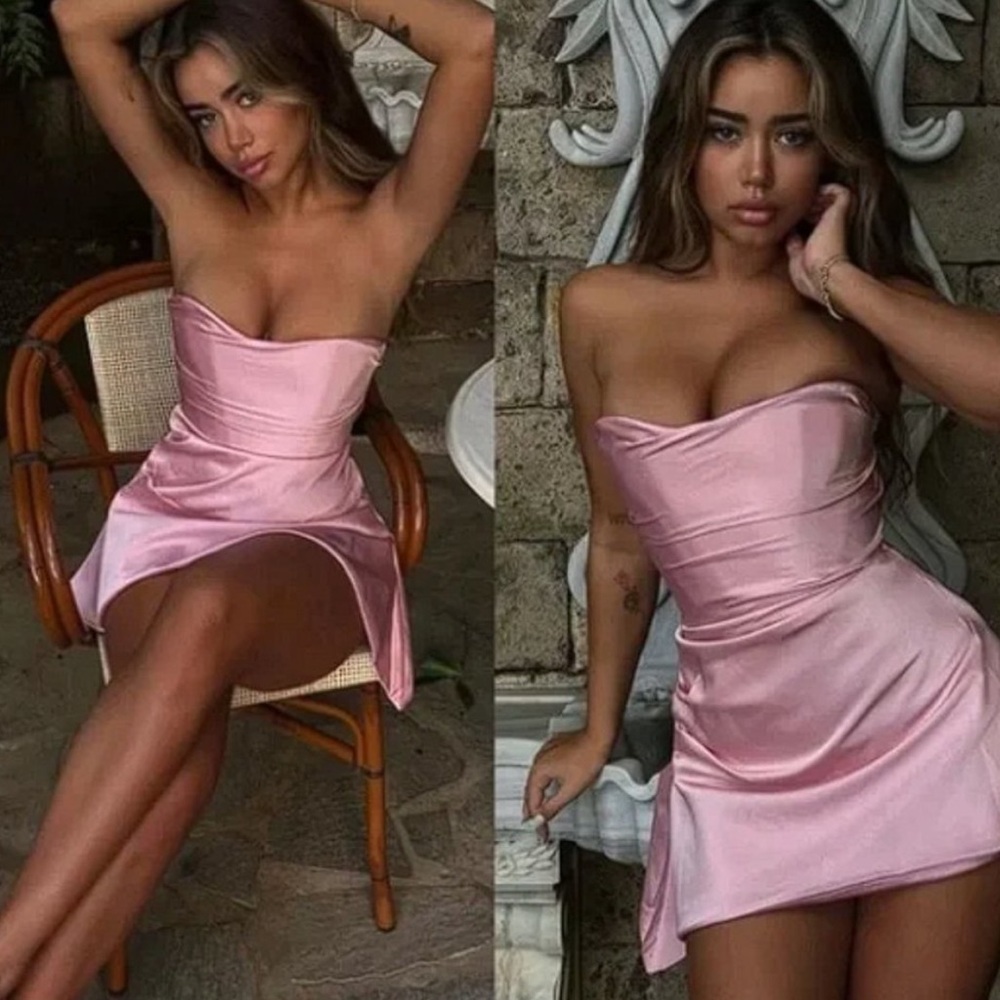 House of CB Strapless Jasmine Satin Corset Dress